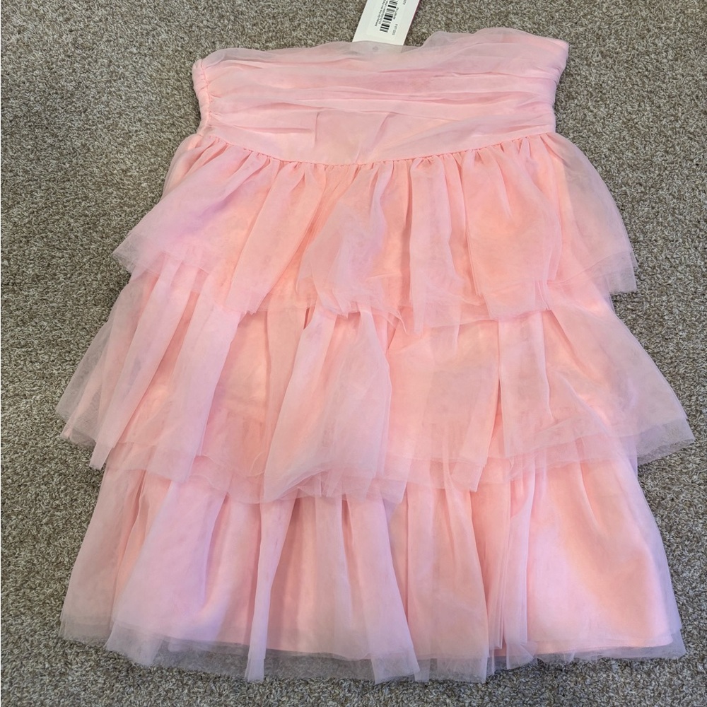 Beginning Boutique Blush Tiered Mini Dress